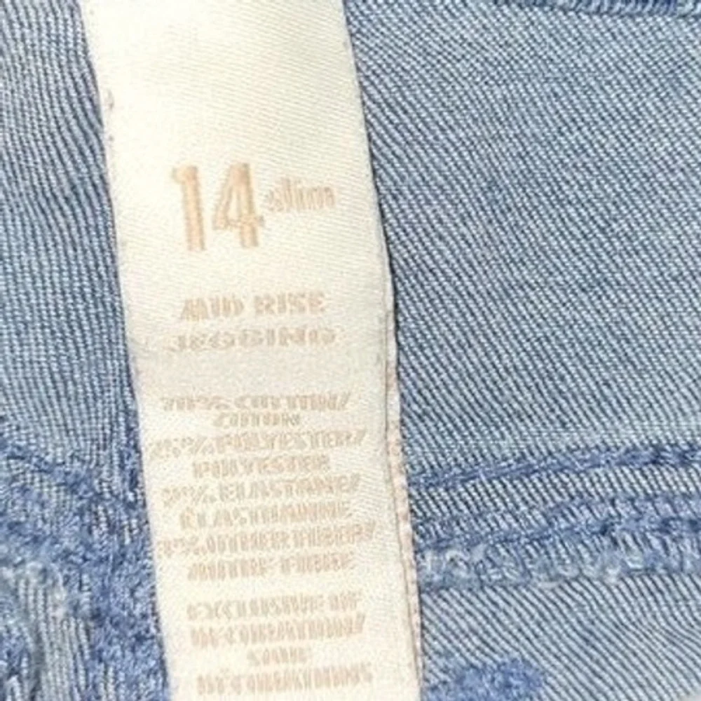 Justice Girls Denim  Floral‎ Embroidery Rose Applique Distressed Blue 14 Slim